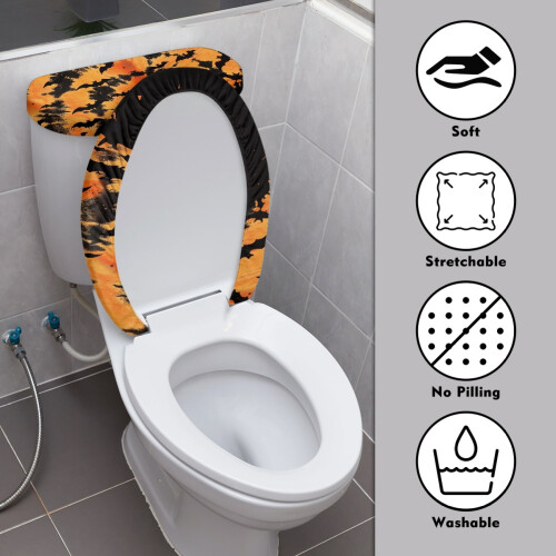Toilet Lid Cover Set Elastic Bottom Universal Stretch 2 2