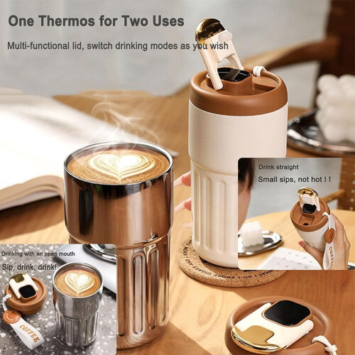 LED Temperature Display Water Bottle 450ml Stainless Steel 2