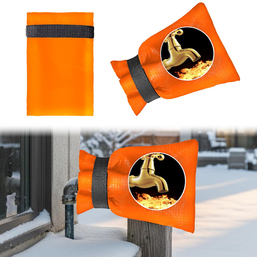 Thickened Outdoor Faucet Covers For Winter – Reusable Waterproof Insulated Socks, Compatible With Standard Hose Bib Spigots Orange