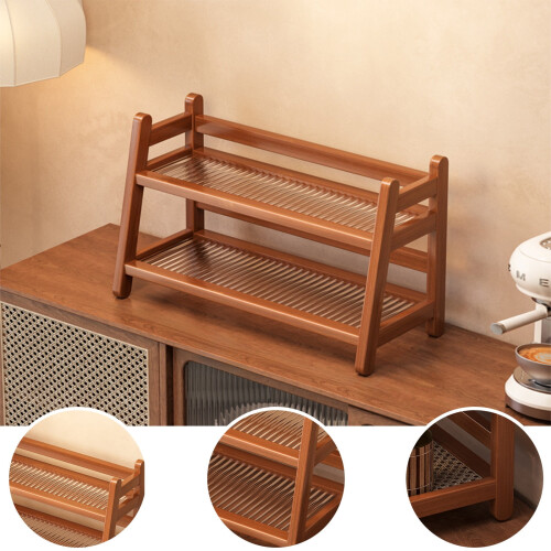 2-Tier Wooden Shelf Organizer for Kitchen Bathroom Office 1