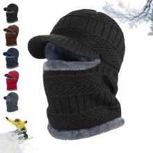 Winter knitted hat with face mask and ear flaps