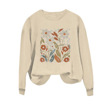 Damen-Fleece-Sweatshirt mit Rundhalsausschnitt und Herzchenmuster, langärmlig, warm – lässige Herbst-/Winter-Oberteile, XS–XL, passend zum
