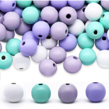 Wooden Round Beads Large Hole 100 pcs