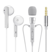 3.5mm Wired Earbuds with HD Mic, DSP Sound Card & Real-Time Monitoring for Karaoke/Live Streaming/Gaming – Lightweight Comfort Fit