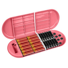 Battery Storage Case with Tester, Portable Battery Organizer Compatible with 12 AA, 12 AAA Batteries, Single Layer Battery Box (Pink)
