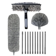 6M Telescoping Cleaning Pole Kit for Ceiling Fans, 10-Section Extension Pole with Removable Heads, Compatible with Cobweb & Dust Removal