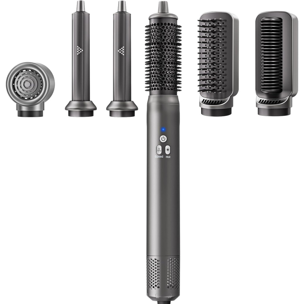 6 in 1Hair Dryer Brush, with Auto Wrap Curlers,Professional Hot Air Styler & Drying System