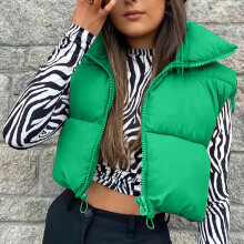 symoid Juniors Coats & Jackets- Winter Crop Lightweight Sleeveless Warm Outerwear Vest Padded Gilet Tops Coat Green M