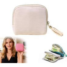 Velvet Jewelry Case Portable Foldable with Compartments