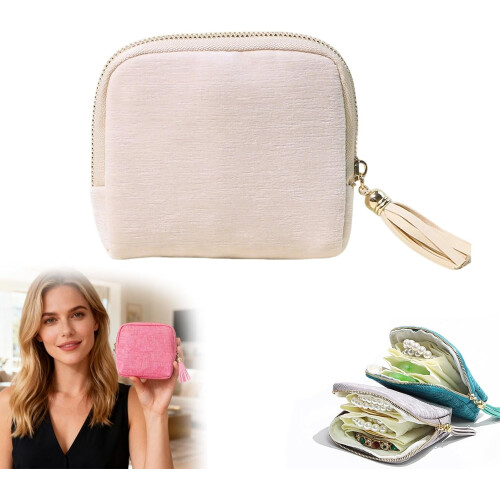 Velvet Jewelry Case Portable Foldable with Compartments