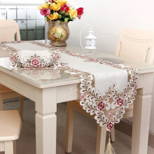 Chemin de table brodé, nappe à motif floral, jacquard doux, décoration intérieure