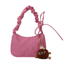 Modische Damenhandtasche, elegante Schultertasche mit gestickten Schmetterlingsapplikationen und praktischem Reißverschluss