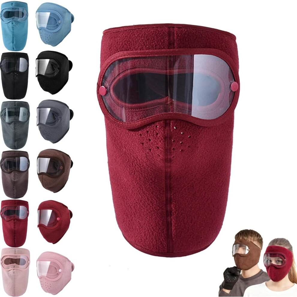 Balaclava Fleece Ski Mask For Men Women Warm Windproof Winter Face Mask With Goggles-Perfect For Cycling Hiking Outdoor 9165521756643