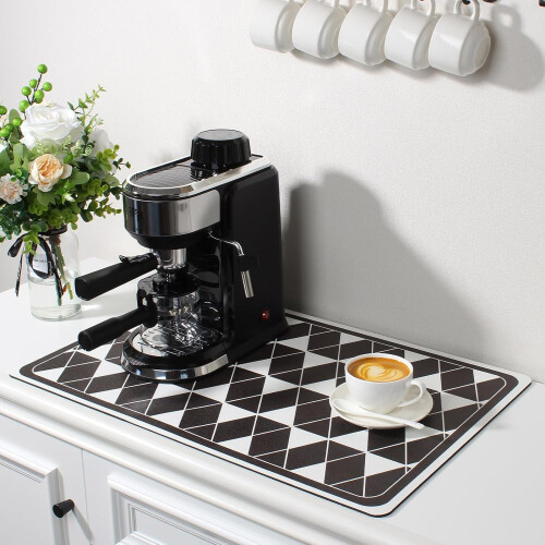 Coffee Mat for Kitchen Counter – Dish Drying Mat Compatible with Coffee Maker, Grinder, Espresso Machine & Blender