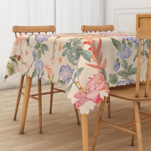 Mizhona Vintage-Tischdecke mit Blumenmuster, rechteckig, rosa-blau