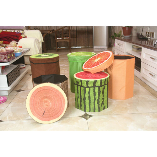 Pouf Fruit Orange En Velours Rangement Pliable Pour Maison 1