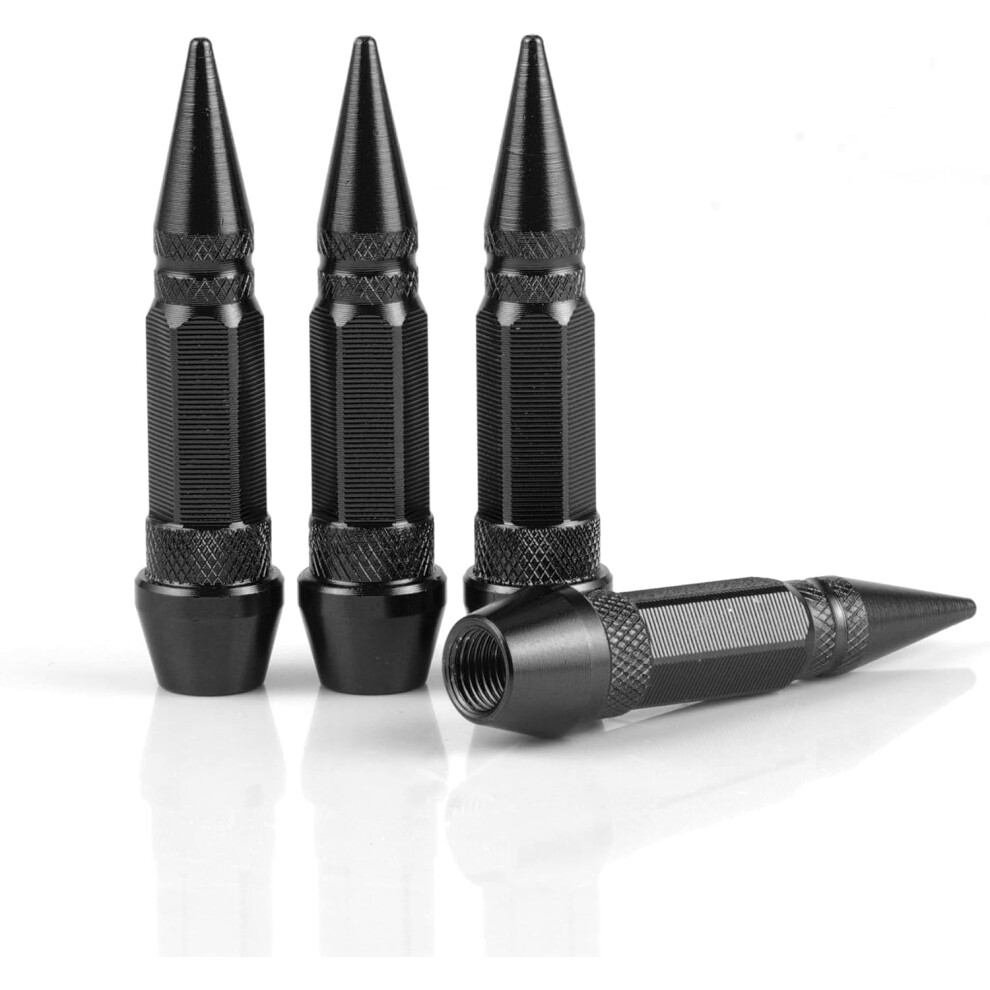 60Mm Spiked Valve Caps,Aluminum Alloy Dustproof And Waterproof Tire Valve Stem Caps, Suitable For Cars, Trucks And Motorcycles (4Pcs ) Black 9130661043779