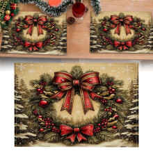 Non-Slip Holiday Placemats Set of 1， 12x18 Inch Red Vinyl Christmas Table Mats， Perfect for Festive Winter Xmas Dining Table Setting
