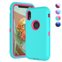 Compatible with iPhone XR 6.1" – Sturdy 3-in-1 Shockproof Armor Case: Hard Plastic + Rubber Bumper, Full-Body Protection – Mint