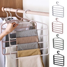 1 cintre en plastique pour pantalons, 5 niveaux, gain de place, organisateur de rangement pour pantalons, jeans, jupes, foulards, cravates et
