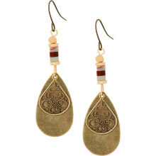 Vintage Bohemian Antique Brass Teardrop Filigree Dangle Drop Earrings, Boho Hippie Jewelry Gift for Women