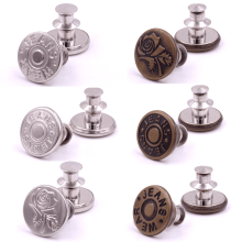 12 botones instantáneos de 17 mm sin costura para jeans, botones de repuesto desmontables para pantalones, botones de metal extraíbles para