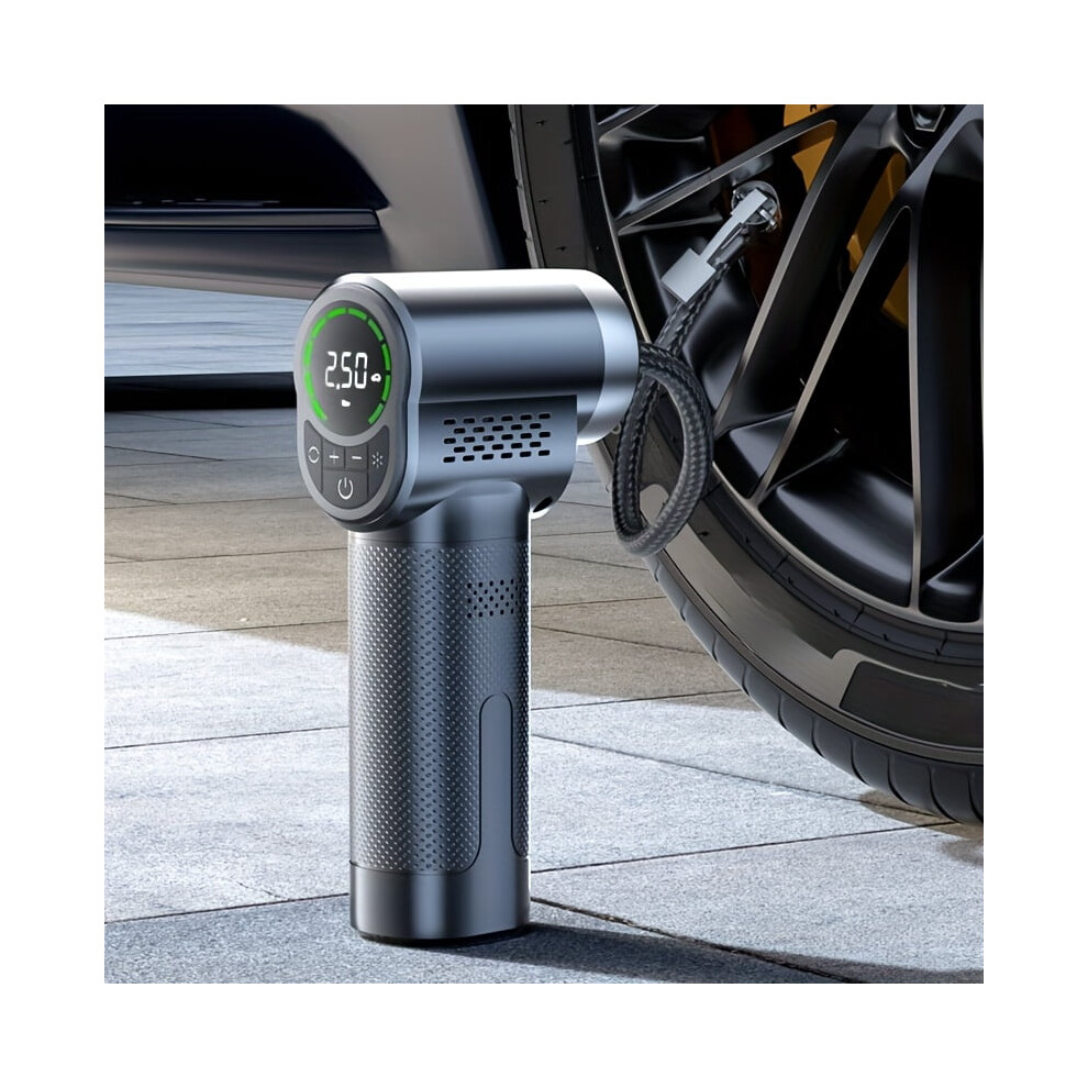 Portable Wireless Handheld Car Tire Inflator With Tire Pressure Gauge For Cars, Motorcycles, Electric Bicycles And Bicycles, Balls, Etc. Black/Grey 9132278994659