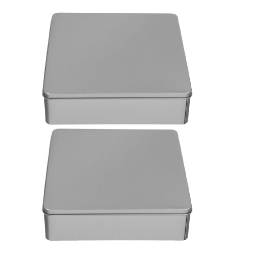 Topbathy2Pcs Μεγάλα Ασημένια Κουτιά Μπισκότων με Καπάκι, Αεροστεγή Μεταλλικά Κουτιά