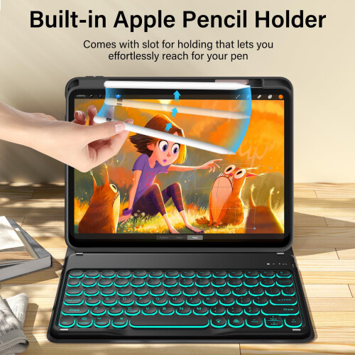 Συμβατό με iPad 10ης γενιάς (2022) θήκη 10,9" + αποσπώμενο πληκτρολόγιο Bluetooth, λεπτός 2