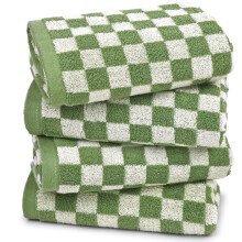 Serviettes de toilette en coton Ă carreaux, lot de 4, 33 x 74 cm