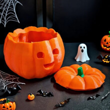 LED pumpkin light orange flickering tea light 1 piece