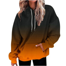 Moderigtige Ombre Tie Dye-hættetrøjer til teenagepiger, damer, casual langærmede hættetrøjer med gradueret baggy-sweatshirt
