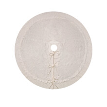 White Knitted Christmas Tree Skirt – Handcrafted Holiday Decor, Compatible with Standard Tree Bases