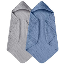 Hooded Baby Towels 2 Pack, 100% Muslin Cotton, 32x32", Soft & Absorbent for Newborns, Infants, Toddlers – Compatible with Baby Bath Routines
