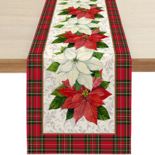 Caminho de mesa natalino xadrez vermelho búfalo 13x72 polegadas