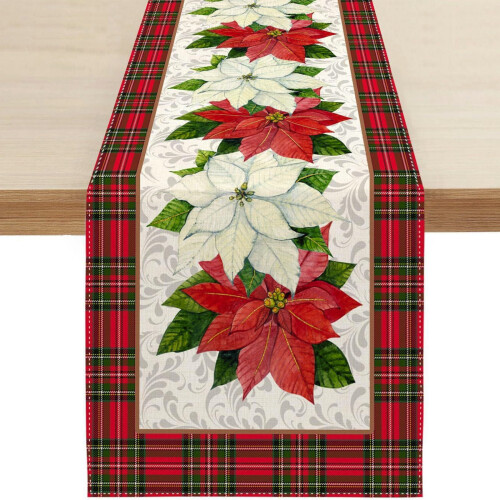 Caminho de mesa natalino xadrez vermelho búfalo 13x72 polegadas