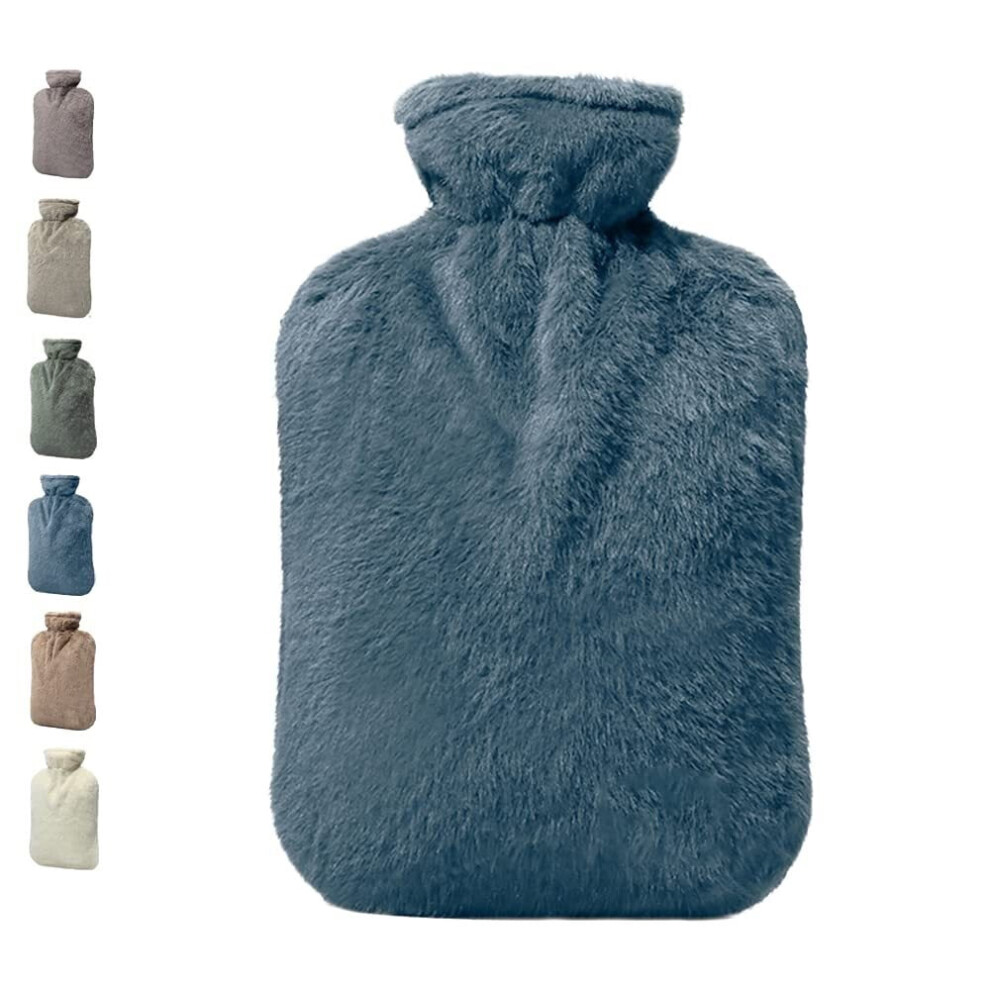 Hot Water Bottle with Cover, 2L PVC Hot Water Bag for Neck, Shoulder Pain and Hand Feet Warmer, Menstrual Cramps, Hot Compress and Cold Therapy