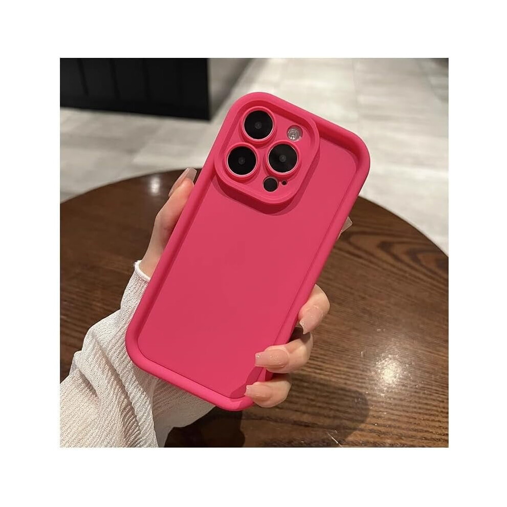 Solid Candy Color Matte Silicone Case For Compatible With Iphone 15 Pro Max Â Shockproof, Full Camera Protection, Rose Red 9405492382633