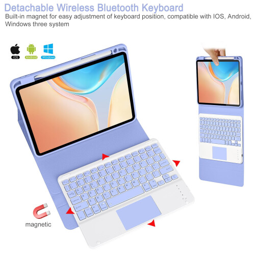 Θήκη πληκτρολογίου για συμβατό με iPad Pro11" M4 2024, Αποσπώμενο πληκτρολόγιο BT με touchpad, 1