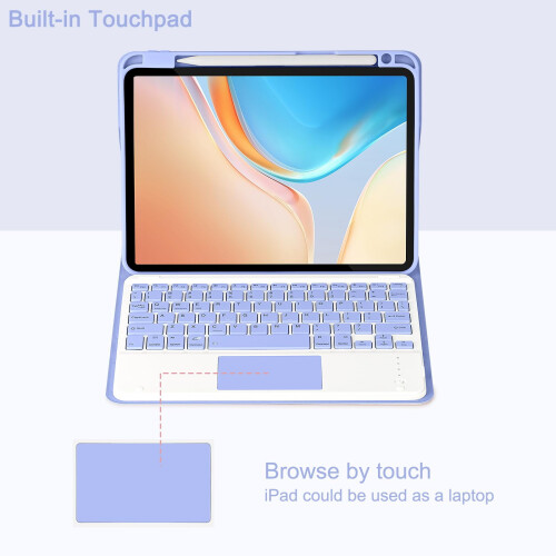 Θήκη πληκτρολογίου για συμβατό με iPad Pro11" M4 2024, Αποσπώμενο πληκτρολόγιο BT με touchpad, 2
