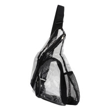 Klarsichtiges PVC-Slingbag Brusttasche Reise-Rucksack, 40,5 cm, Schwarz