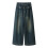 Højtaljede, vide, mørkeblå denimjeans til kvinder 6
