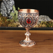 Coupe à vin haut de gamme en métal de style européen – Gobelet médiéval vintage transparent, fait main et gravé, décoration de bureau,