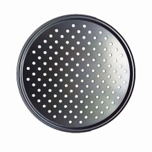 Bandeja para pizza antiadherente de 30 cm (12 pulgadas) de acero al carbono perforada, bandeja redonda para pizza, molde para hornear perforado para