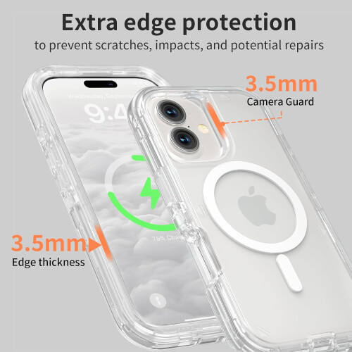 Διαφανής θήκη iPhone17 συμβατή με MagSafe: Τριπλής στρώσης μαγνητική, ανθεκτική σε 2
