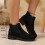 Γυναικεία μποτάκια Willtoo Chunky Ankle Boots, Slip-On από ελαστικό σουέτ, με στρογγυλή μύτη, 6