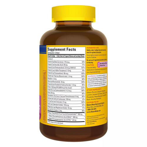 Nature Made Nature Made Prenatal Multi + DHA, 150 μαλακές κάψουλες, πολυβιταμίνη για γυναίκες 1