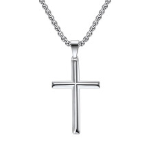 Elegante Kruzifix-Halskette mit verstellbarer Länge, hypoallergen, aus Titanstahl. Schlüsselbeinschmuck.