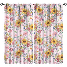 Sunflower Blackout Curtains Rustic Watercolor Floral 2