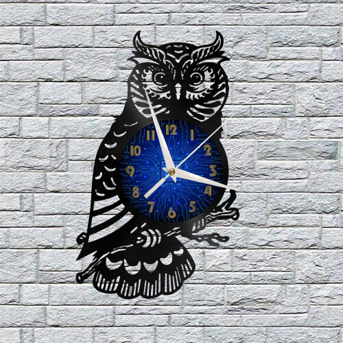 Ρολόι τοίχου βινυλίου Owl2 για διακόσμηση κουζίνας Τέχνη τοίχου Δώρο για τον 1